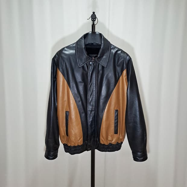 (택포) 리얼레더 투컬러 봄버 XL A992