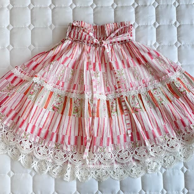 Liz Lisa(리즈리사)  플라워 코튼 레이스 패치스커트