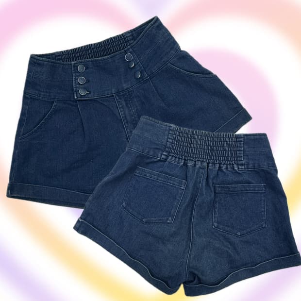 히메갸루깔 데님 일본 빈티지 중청 롤업 숏팬츠 