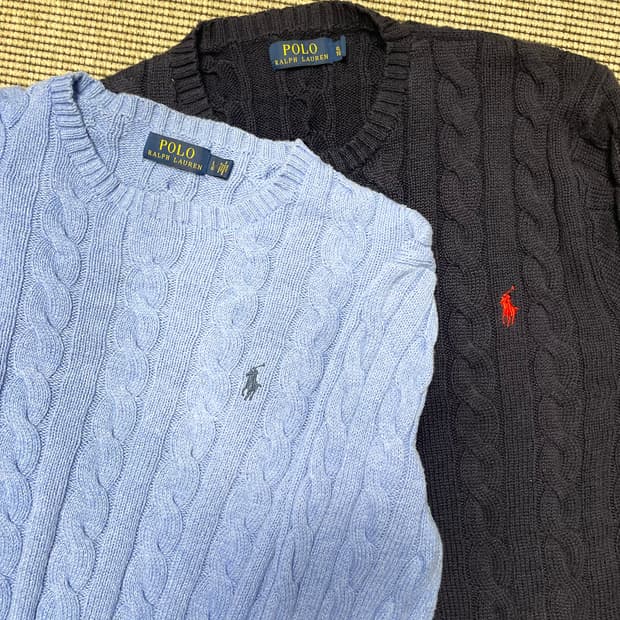 폴로 케이블 니트 블루 / L