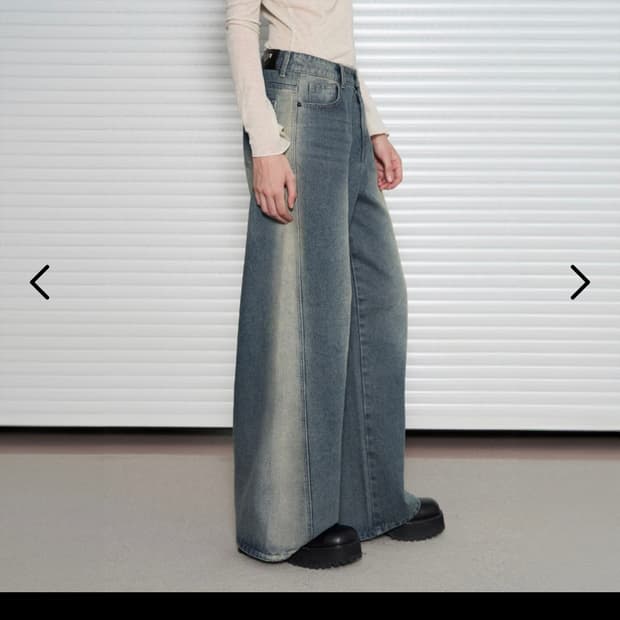 레더리 워시드 와이드 데님 팬츠 S