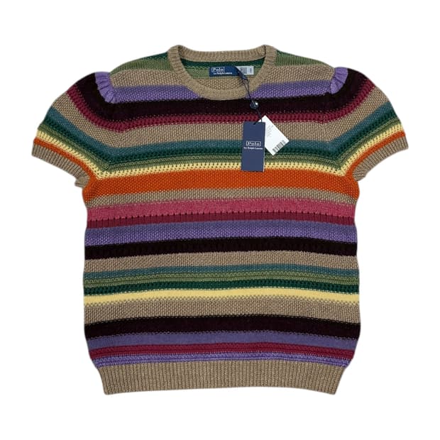 폴로 랄프로렌 스트라이프 숏 슬리브 스웨터 니트 반팔 L