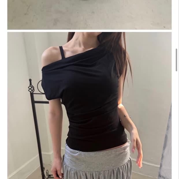 슬립오버 언발 오프숄더 반팔