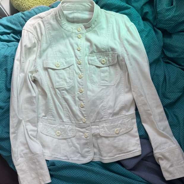 빈티지 차이나카라 화이트 코튼 자켓