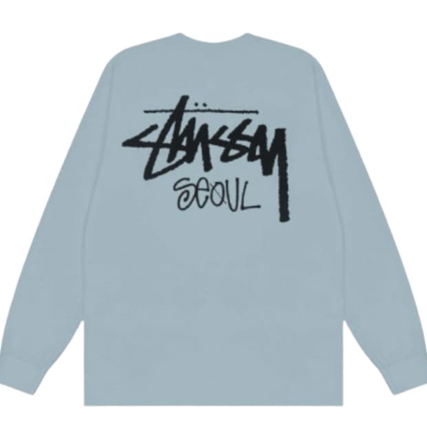 스투시 서울 롱슬리브 티셔츠 슬레이트 M