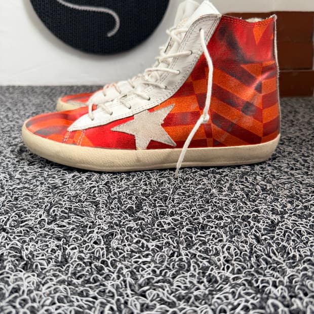 골든구스 프란시(Francy) 하이탑 스니커즈 - 지오메트릭 레드/오렌지