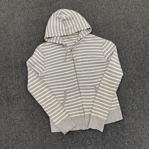 M)JPN 유니클로 빈티지 스트라이프 와플 후드 집업