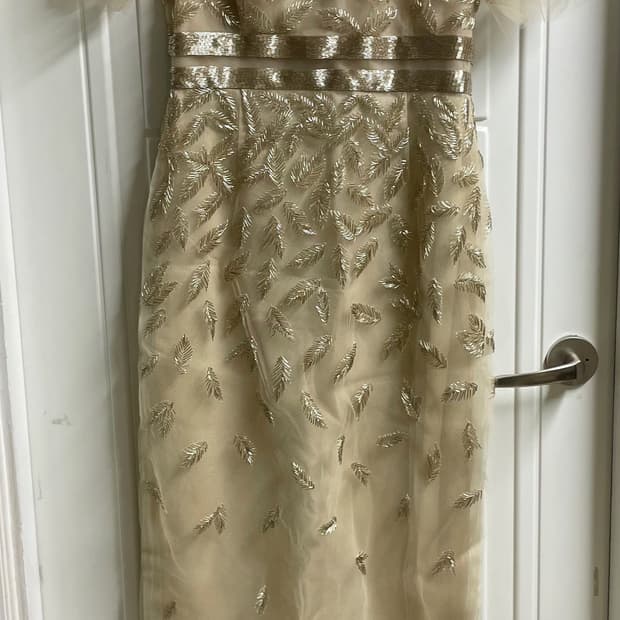 Oscar de la Renta 오스카 드 라 렌타 골드 비즈 드레스