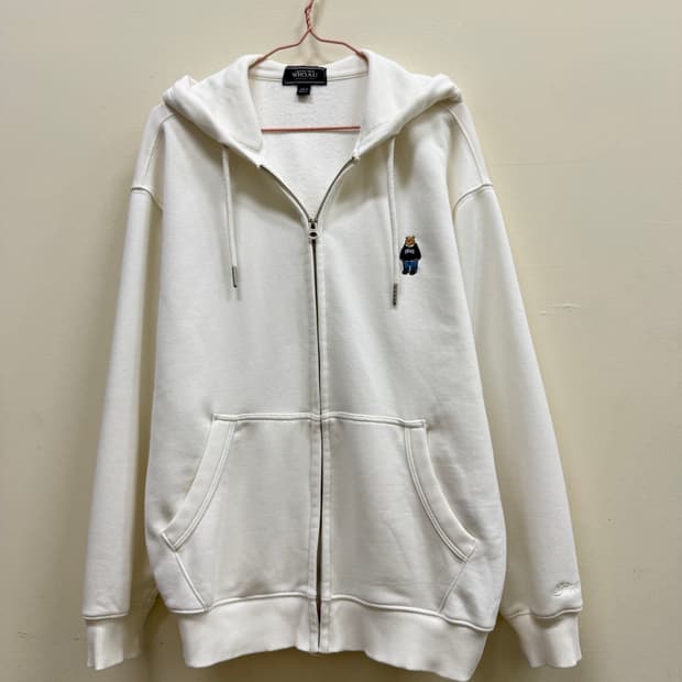 후아유 베어 화이트 후드집업
