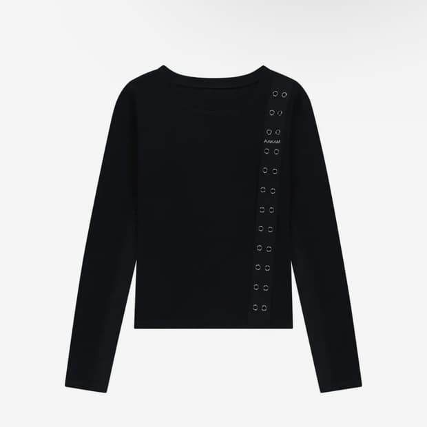아캄 Side Eyelet Long Sleeve (Black)