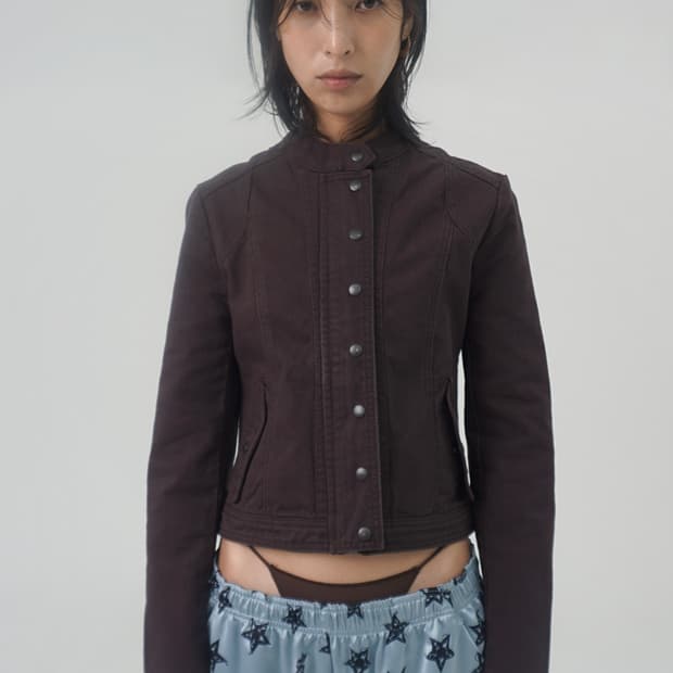 라라미미 Washed biker jacket (Brown)