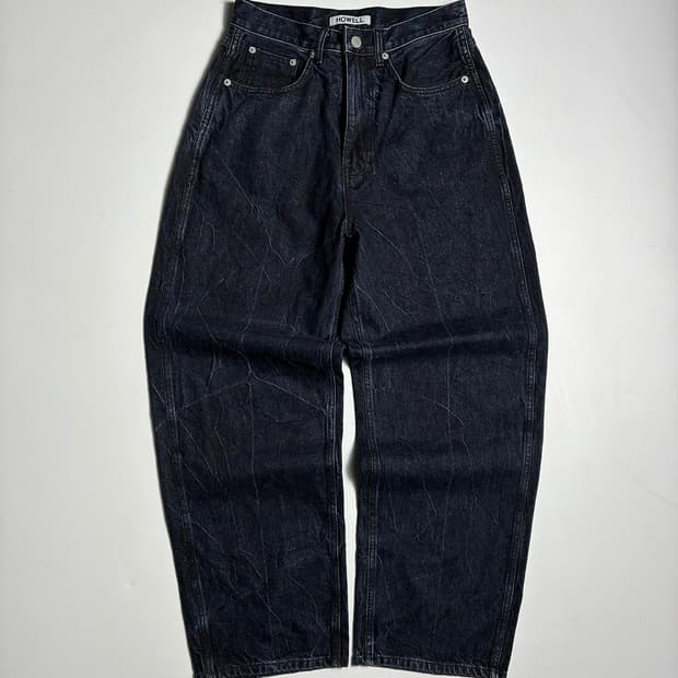 Selected HOWELL 블랙 워싱 와이드 데님 팬츠 R2365