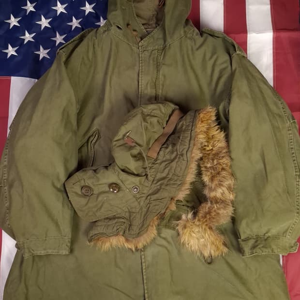 오리지날 미군 M-51 진나단파카 양털 라이너 미듐 셋트