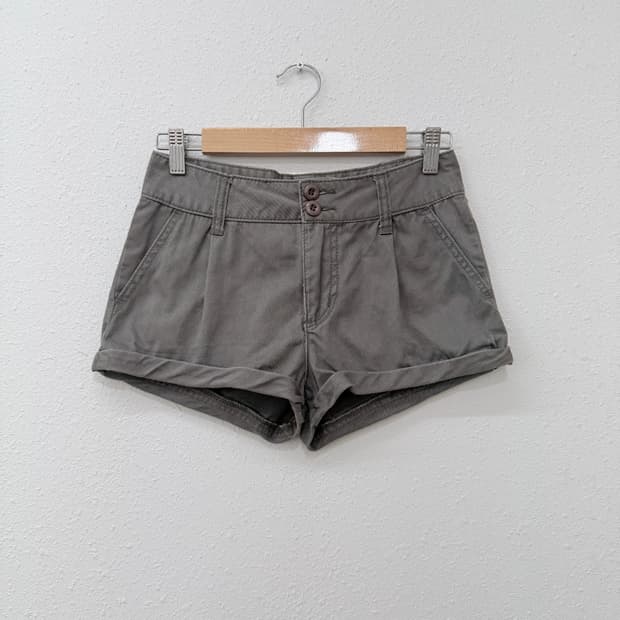 빈티지 브라운 그레이 벨트 숏 팬츠