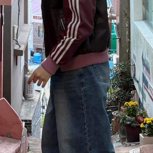 아이다스 레더 빈티지 자켓