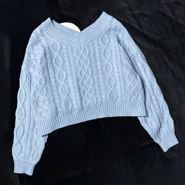 일본빈티지  LOWRYS 브이넥 크롭 니트