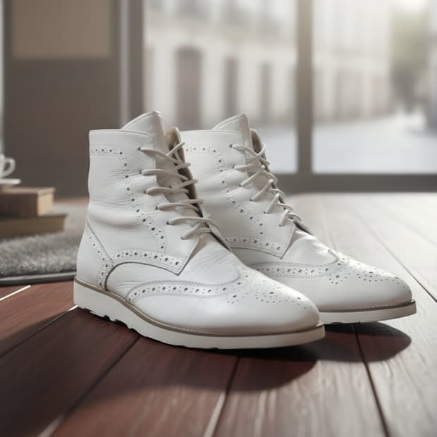 스카르파(SCARPA) 화이트 윙팁 수제 가죽 부츠 (265)