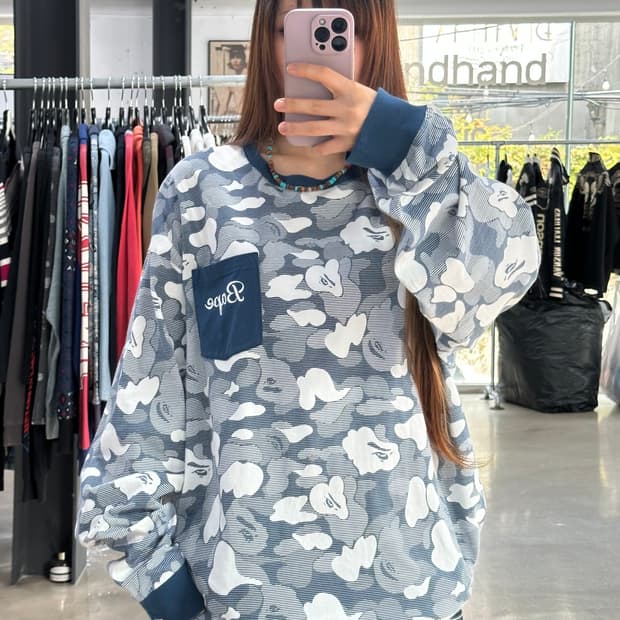 베이프 ABC 카모 포켓 롱슬리브긴팔티셔츠