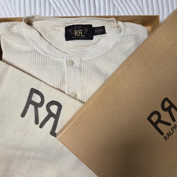 RRL 더블알엘 와플 헨리넥 긴팔 티셔츠 L