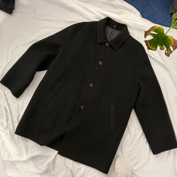 입생로랑 캐시미어 코트 블랙