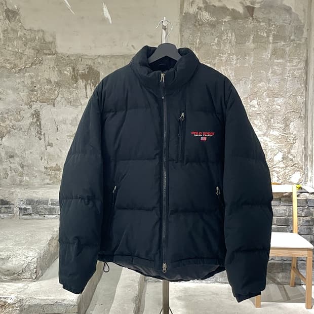 폴로 스포츠 블랙 투 웨이 집업 다운 패딩