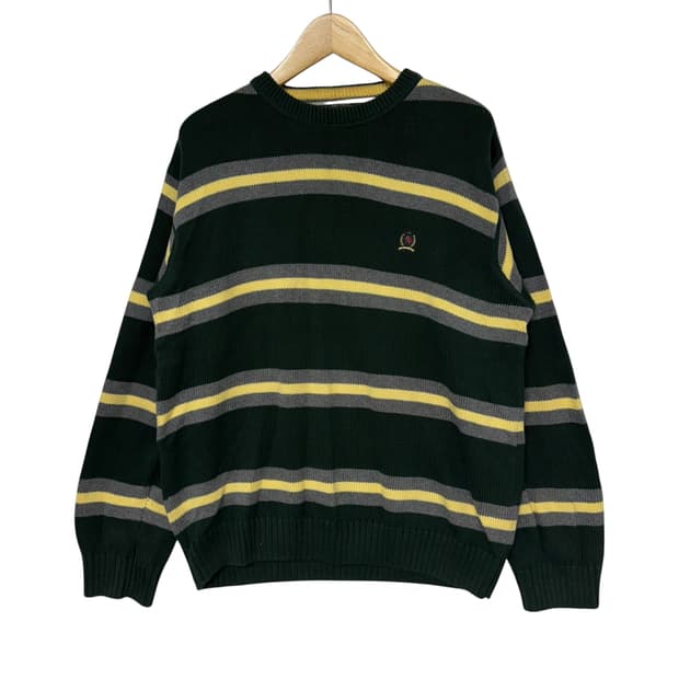 타미힐피거 스트라이프 월계수로고 니트