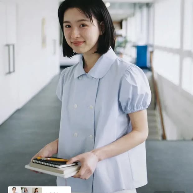 오헤시오 블라우스 ROUND COLLAR DOUBLE BLOUSE