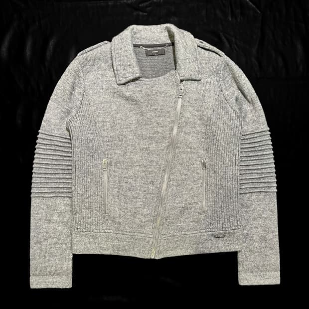 디젤 그레이 니트 바이커 자켓