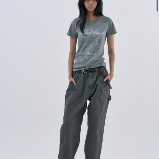 웰빙익스프레스 Flower Tattoo Tee Cement L