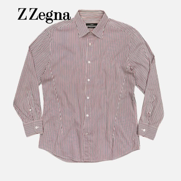Z ZEGNA red navy pinstripe shirt