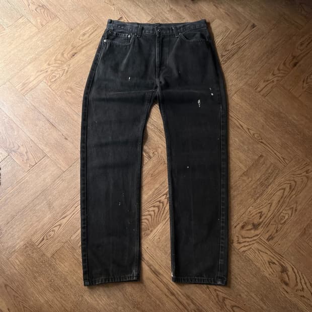 [36]리바이스 505 블리치드 흑청 데님 팬츠