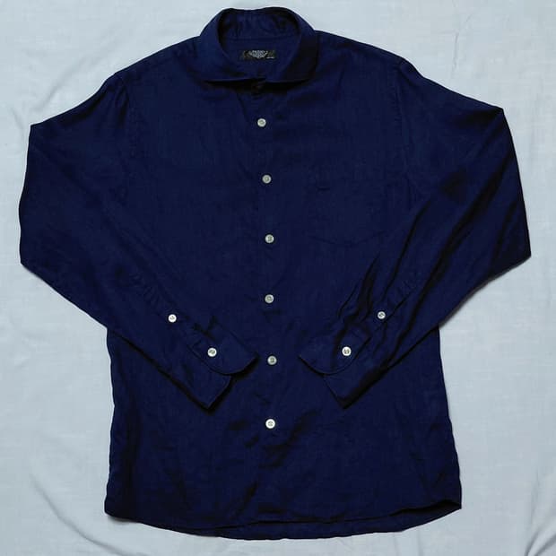 PAZZO 파조 천연 린넨 100% 셔츠 (네이비 / 48사이즈)