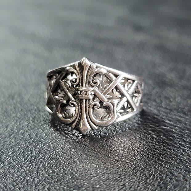 Spearin 실버 남자 엔틱 빈티지 명품 고딕 십자 창 반지