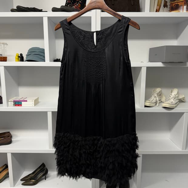 일본빈티지 페더 실크 원피스