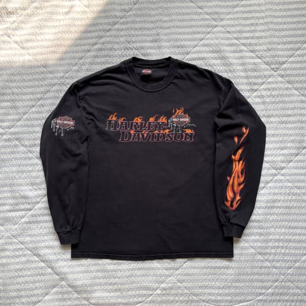빈티지 할리데이비슨 플레임 롱슬리브 티셔츠