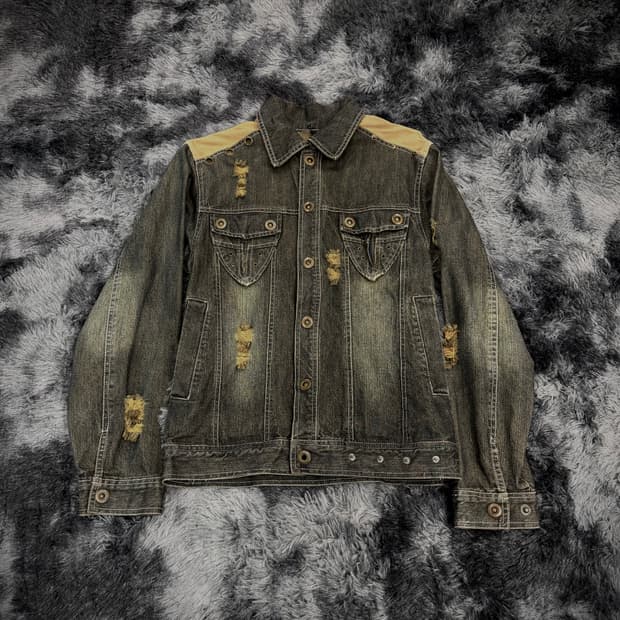 중청 그런지 디스트로이드 데님 자켓