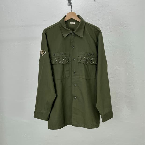 US.ARMY 카키 스터드 2p 유틸리티 셔츠 자켓