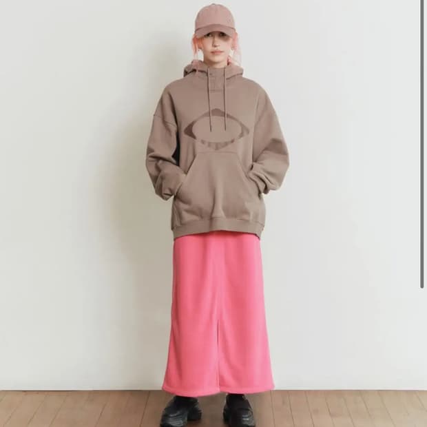 RHOMBUS RIBBED HOODIE_ROSE BROWN