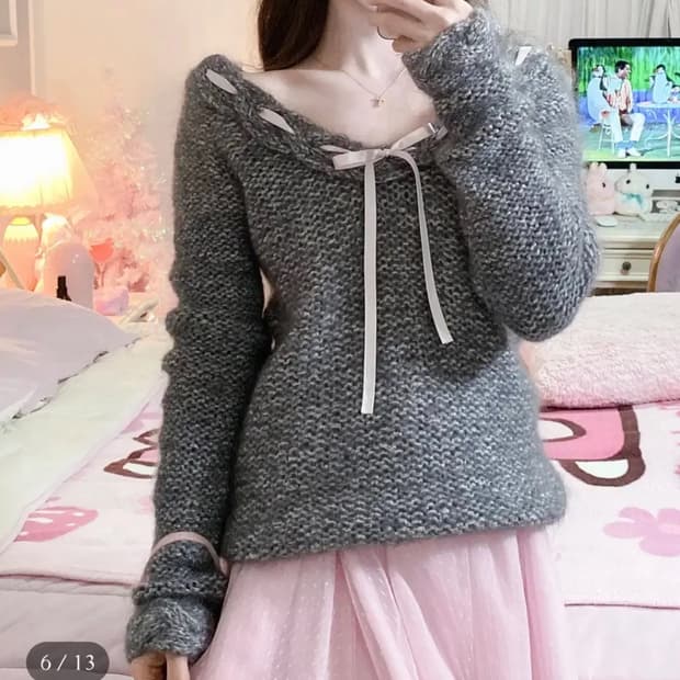 발레코어 리본 니트