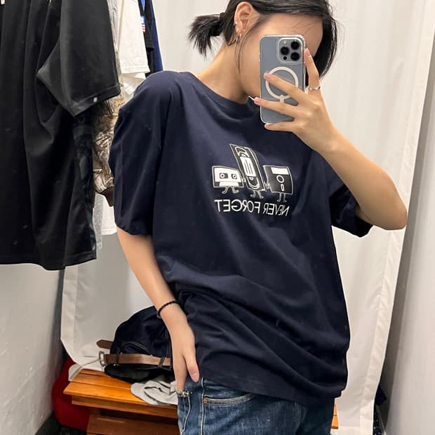 빈티지 네버포겟 프린팅 반팔 티셔츠