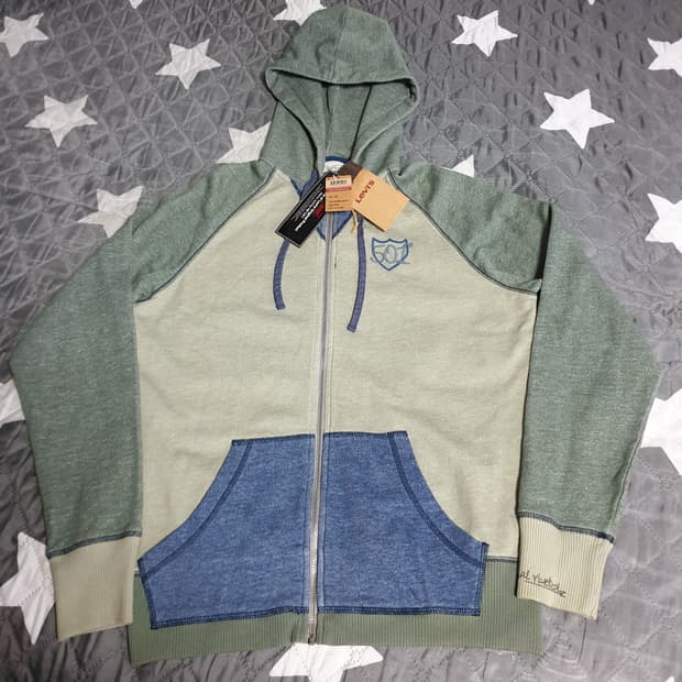 (새상품) 리바이스 올드스쿨 501 빈티지 배색 후드 집업 (L)