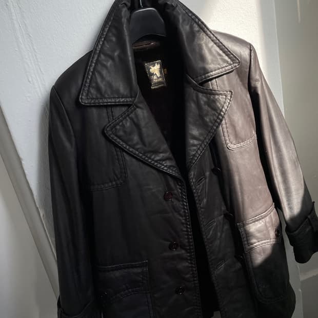 빈티지 더블 레더 코트