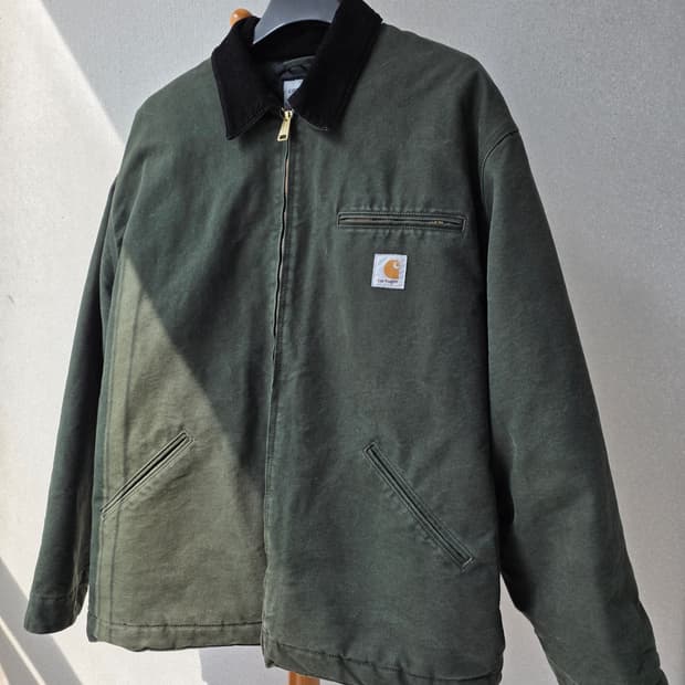 칼하트 WIP OG 디트로이트 자켓 올리브 블랙 스톤 캔버스
