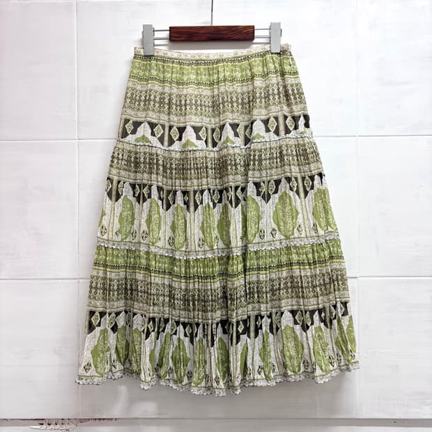 SERAPH BLANC 에스닉 캉캉 히피 페어리 미디스커트 JPN