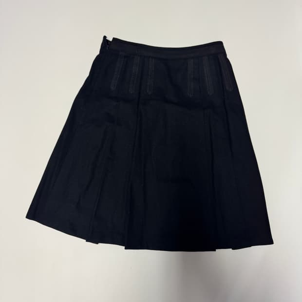 여성 한섬 SJSJ 플리츠 스커트 울 치마 블랙 28.3인치