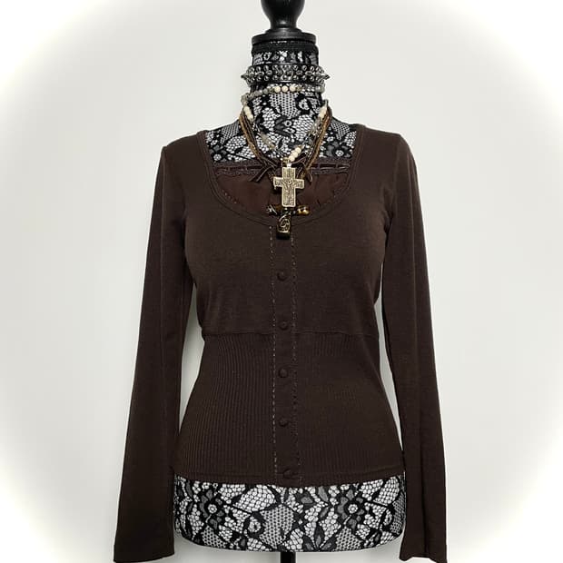 jpn 라떼 갸루 브라운 롱슬리브