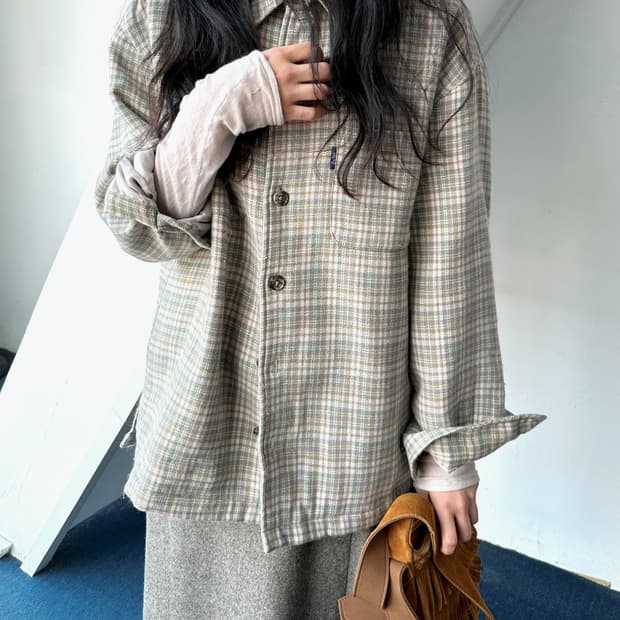 Inner padded woven check work shirket