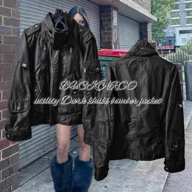 BUCKAROO utility Dark khaki bomber jacke