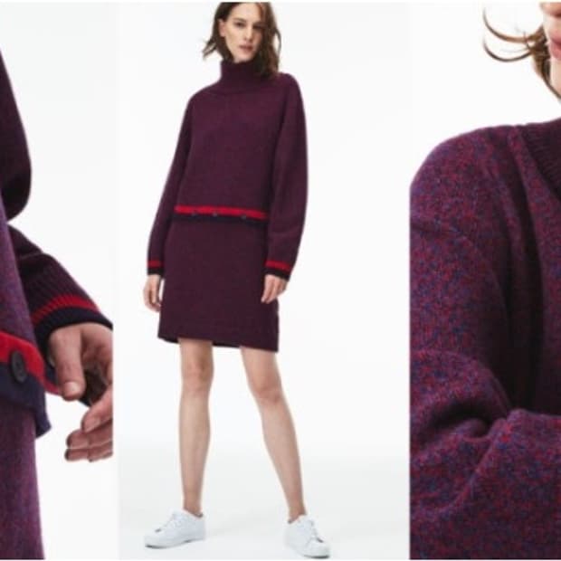 라코스테 니트 터틀넥 원피스 와인 PL