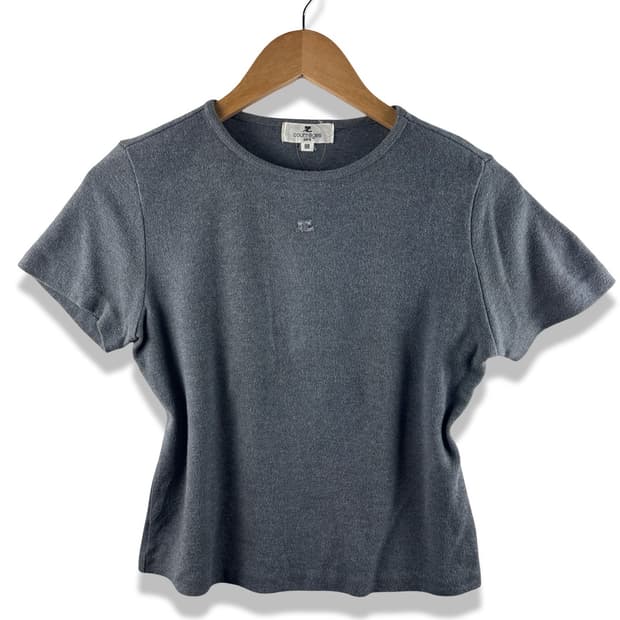 꾸레쥬 센터로고 딱붙티셔츠1887 